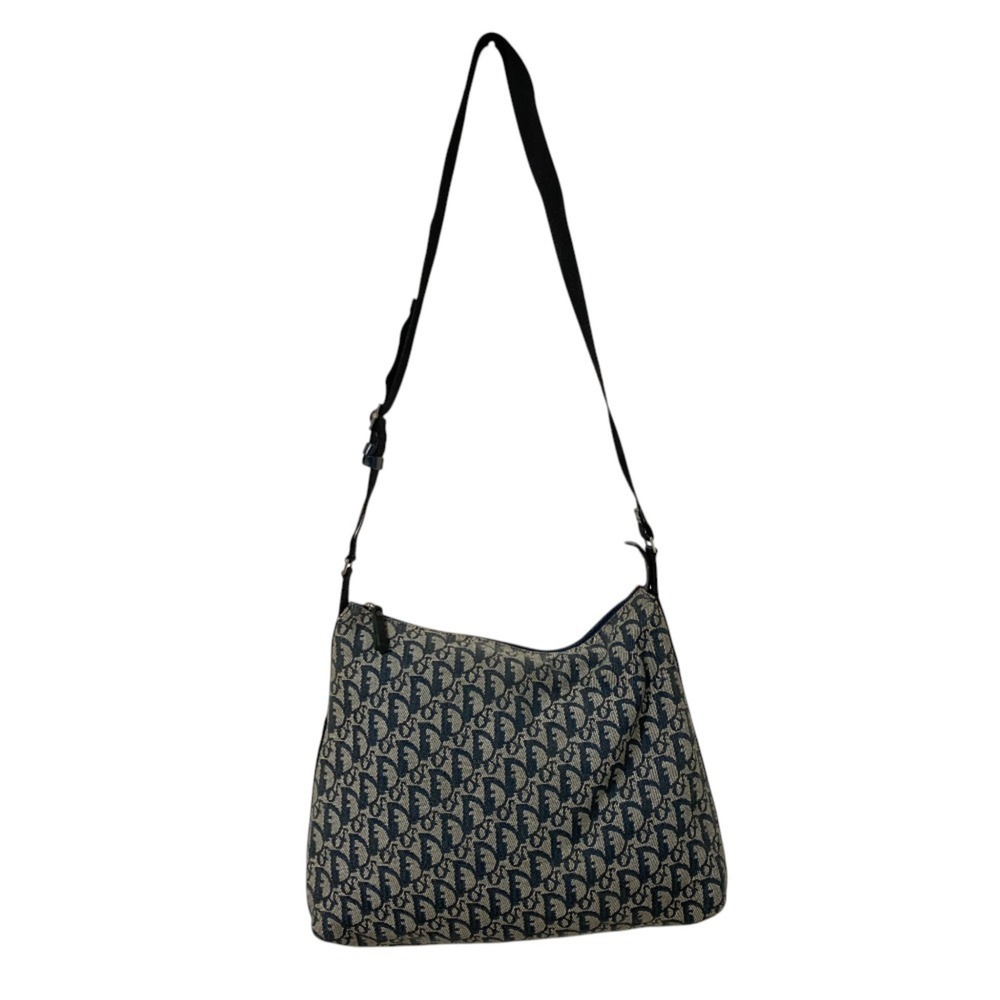 CHRISTIAN DIOR Vintage Blue Canvas Trotter Shoulder Bag